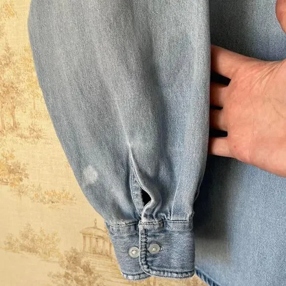 Vintage 90s Harley-Davidson Denim Shirt | Distressed Grunge Wash | Size L - Picture 4 of 8